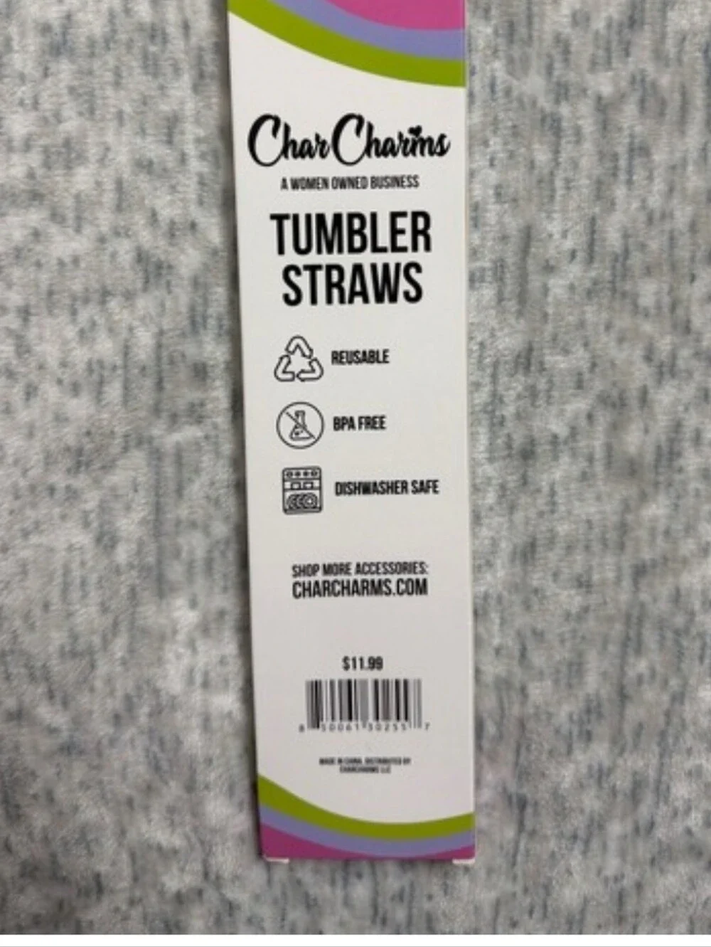 Char Charms NEW in BOX For 30oz Tumbler 6 Packs Reusable BPA Glitter Straws